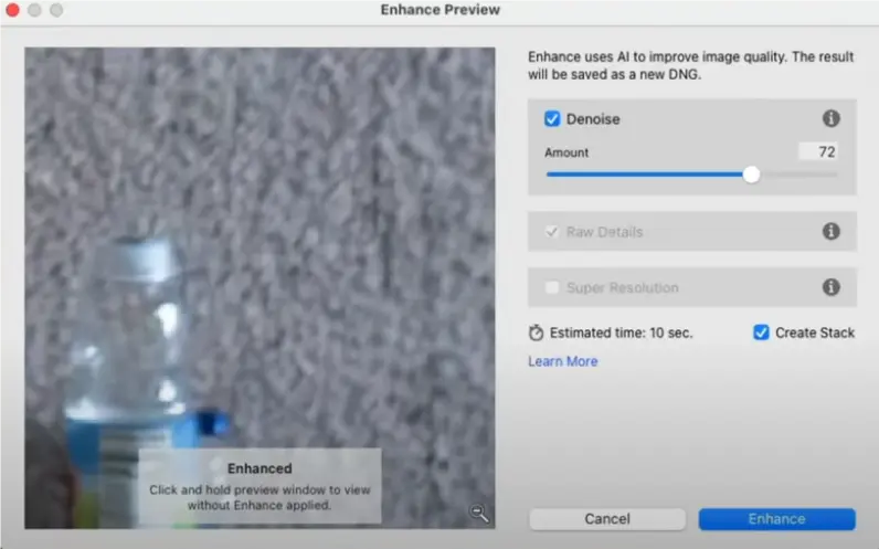 Adjust Lightroom Denoise Slider