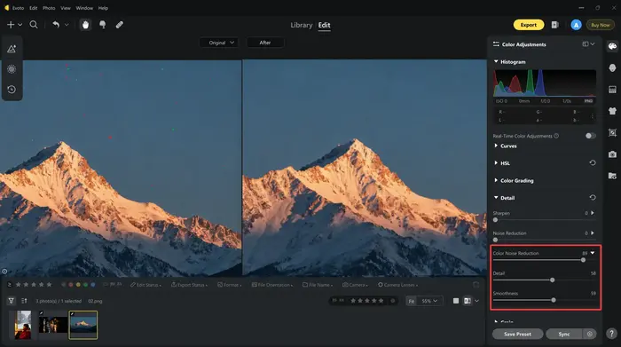 Color Noise Reduction with Evoto