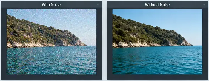 Photo with Noise and without Noise