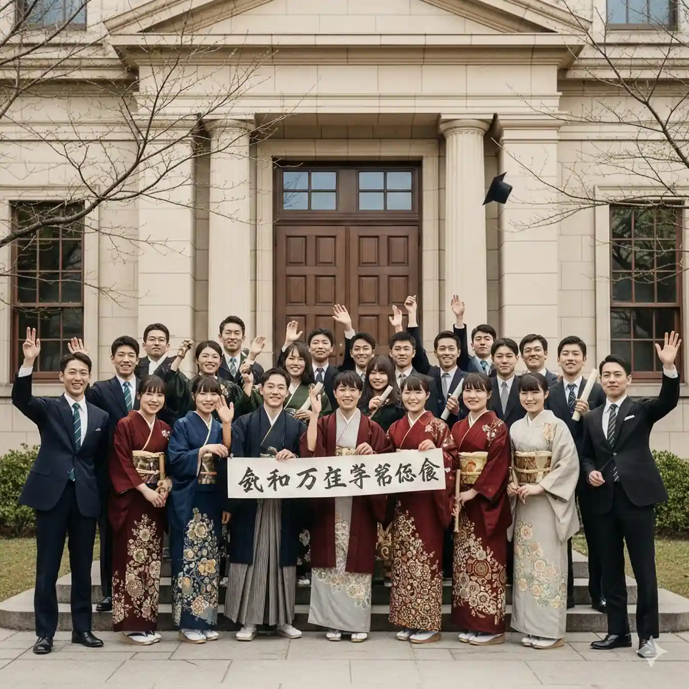 白黒の卒業写真・集合写真をカラー化した後の状態