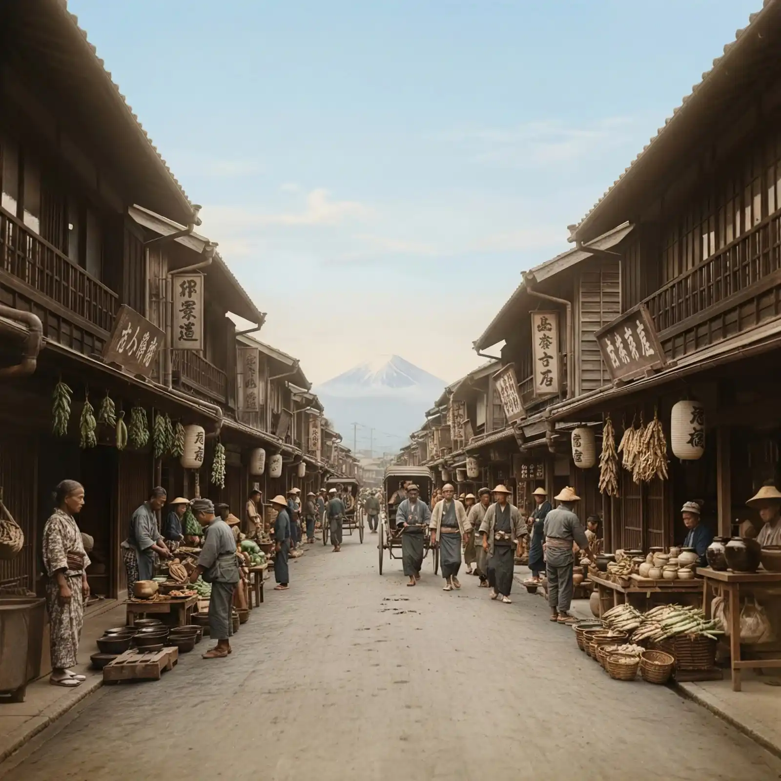 古い風景写真・街並み写真をカラー化した後の状態