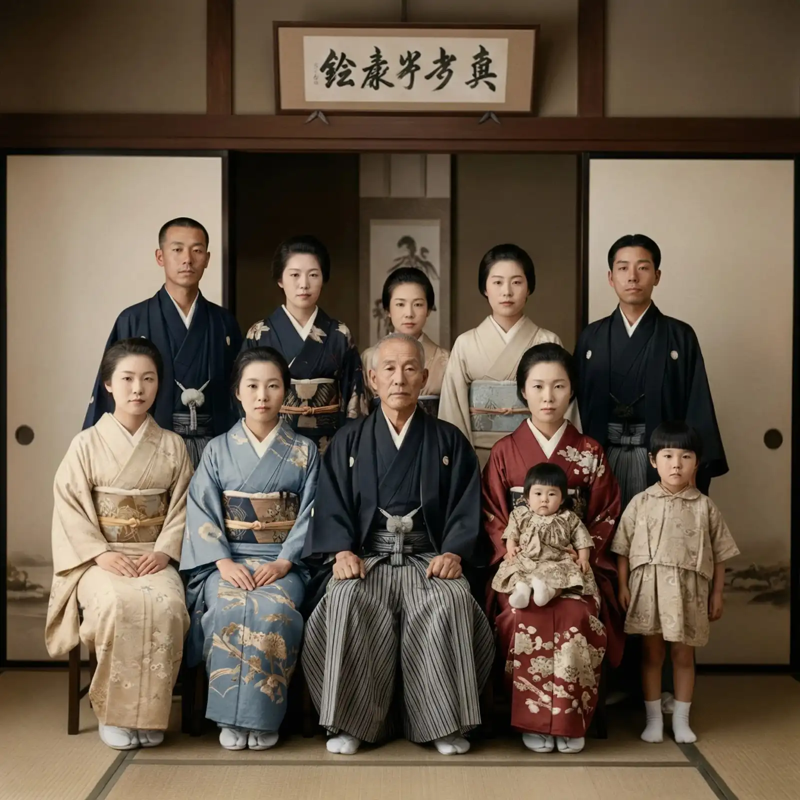 白黒の記念写真・家族写真をカラー化した後の状態