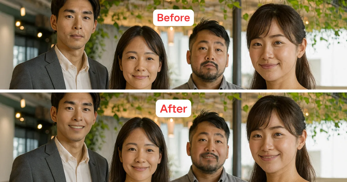 写真 表情 変える