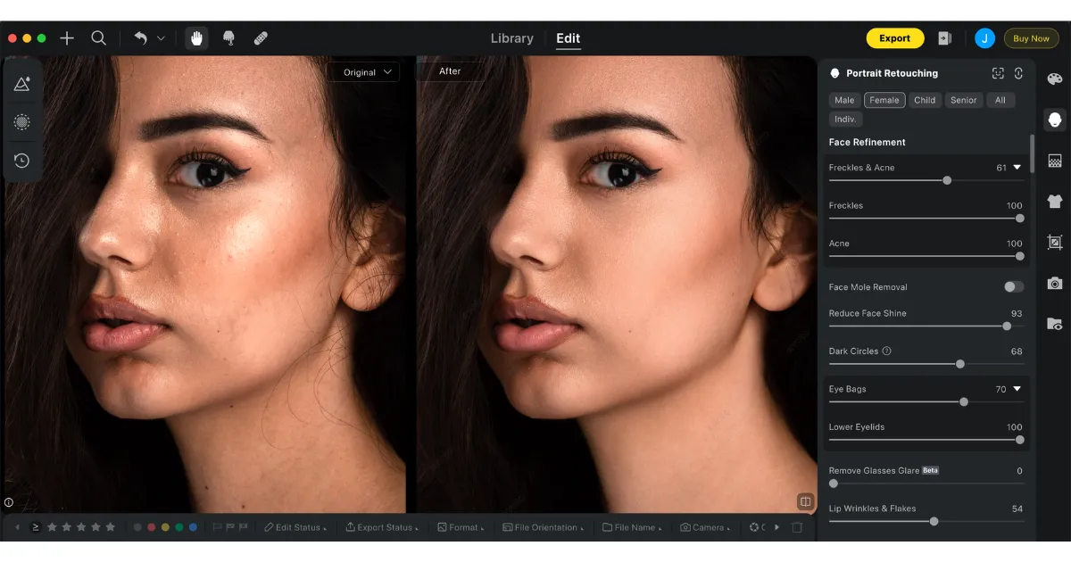 photo retouch with sliders