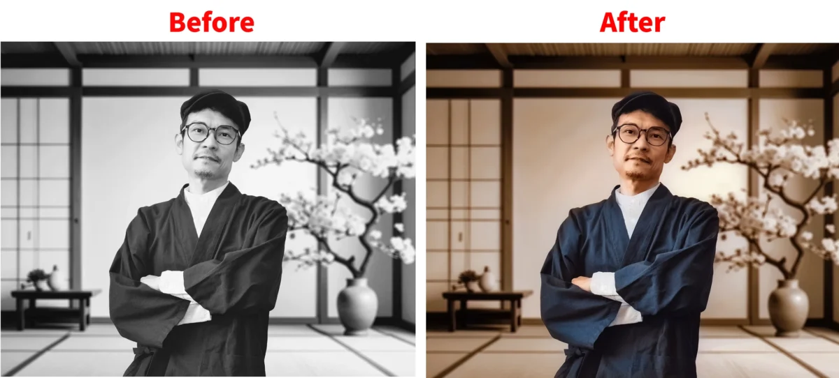 白黒 写真 カラー 化