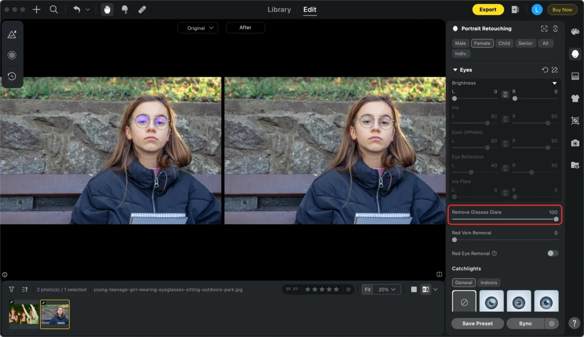 how to remove reflection in glasses