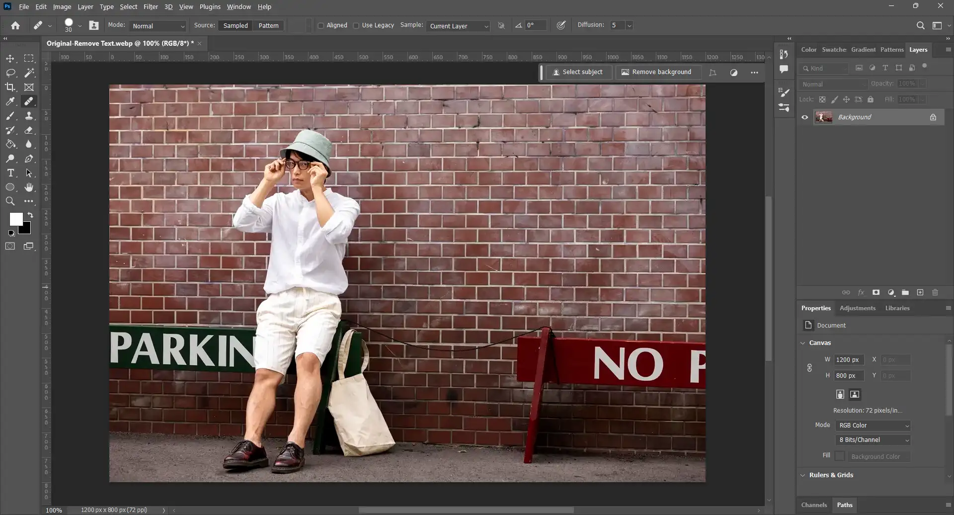 Before Text Removal in Photoshop