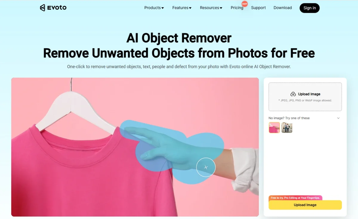 Evoto AI Object Remover Online