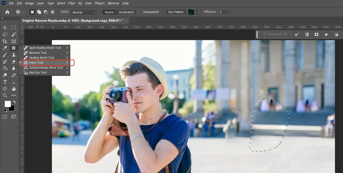 Use Patch Tool in Photoshop
