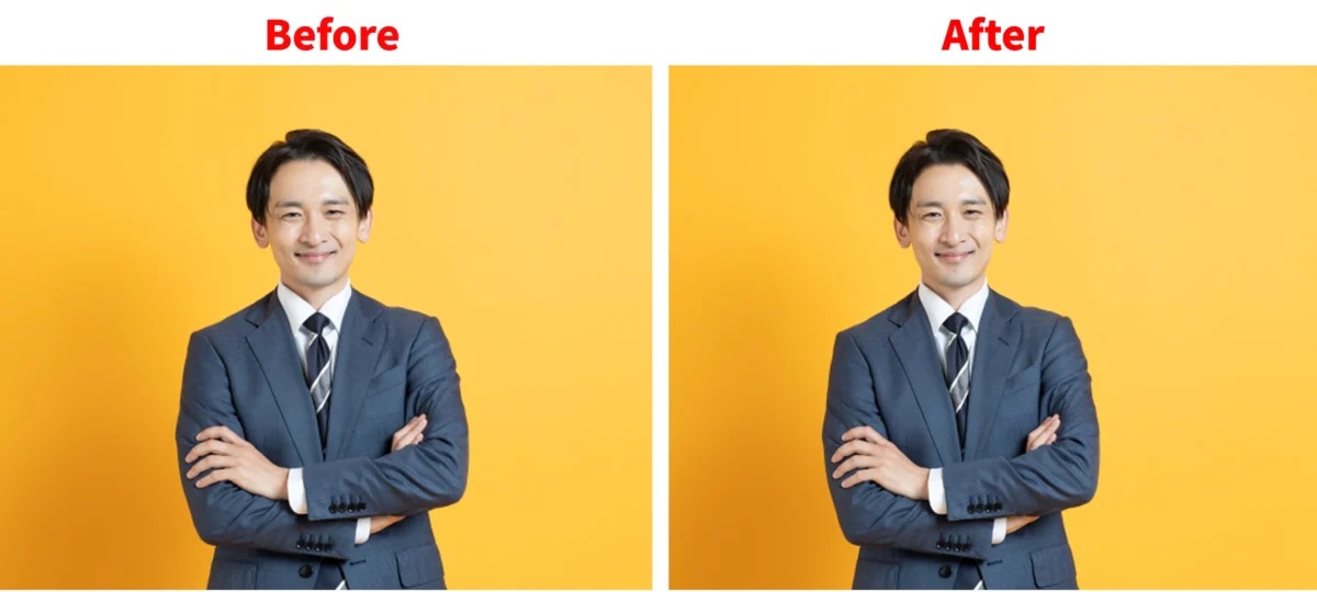 生え際加工前後の比較画像