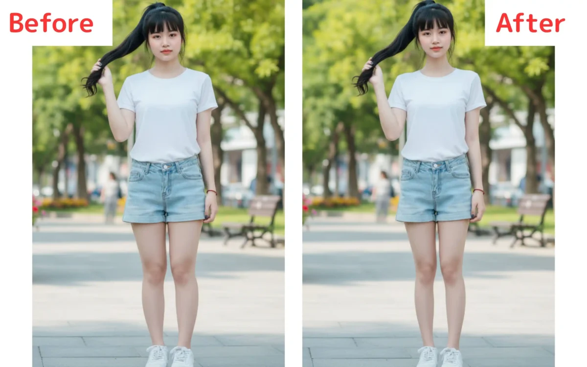 写真で足を細く見せる加工テクニック｜自然に補正するレタッチ＆撮影方法
