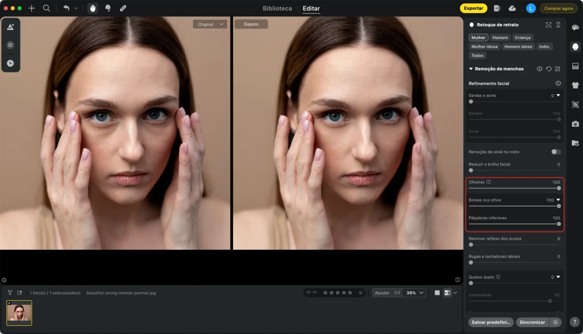 bolsas sob os olhos foto