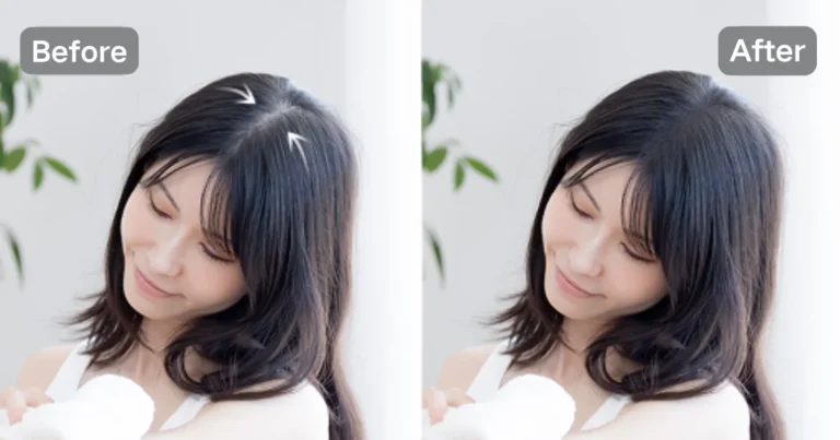 髪の薄い分け目補正