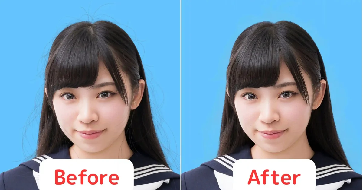 写真 顔にかかった髪の毛 消す