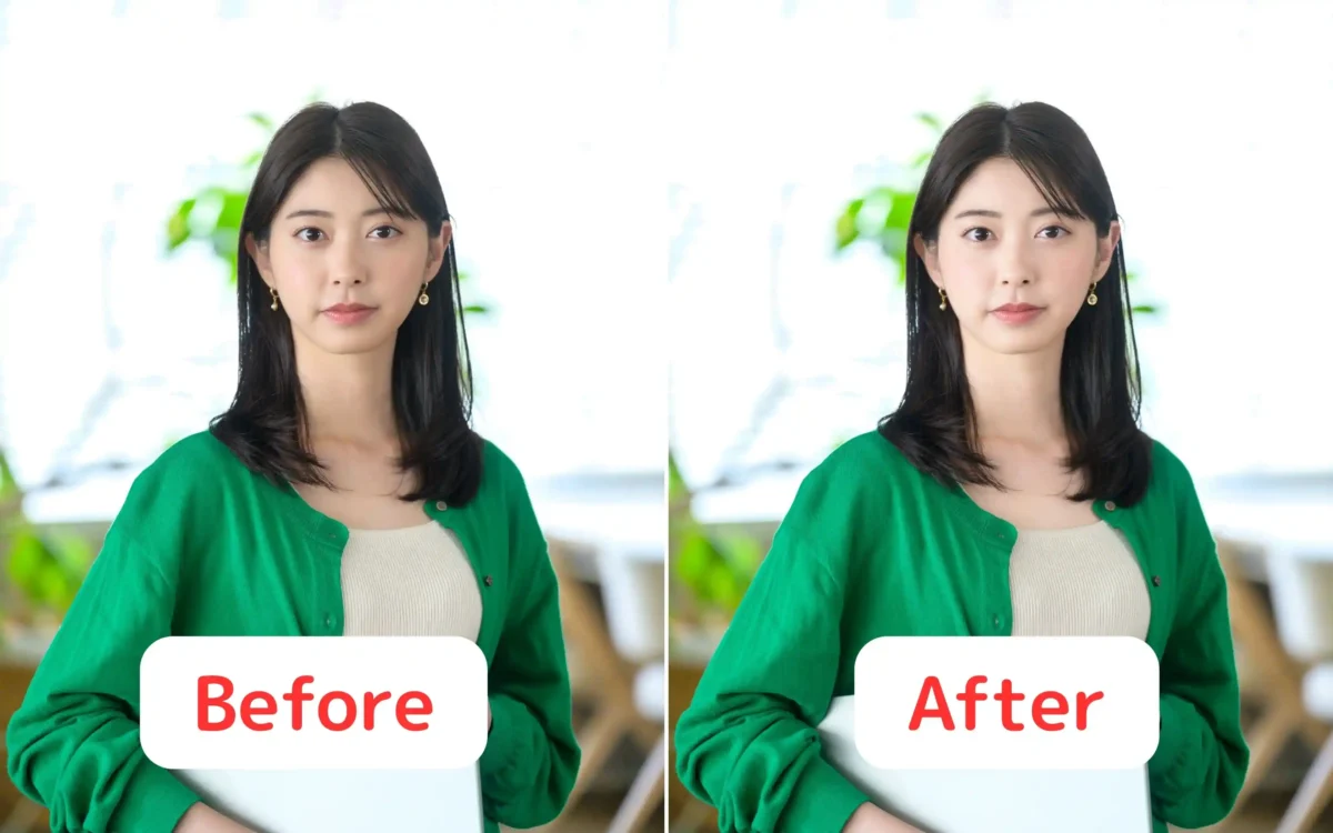 before-and-after-whiten-skin-in-photo 美白肌補正前と後の比較写真
