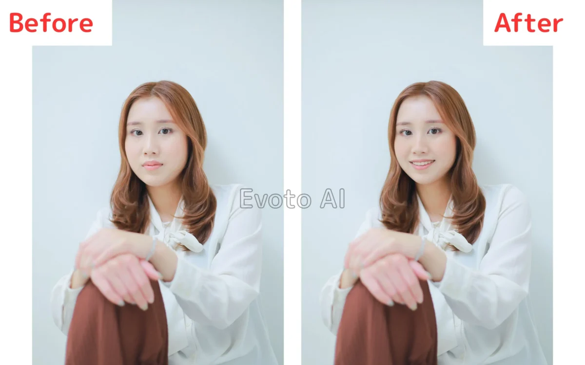 evoto-ai-smile-adjustment-before-after Evotoで笑顔加工をした写真のビフォーアフター