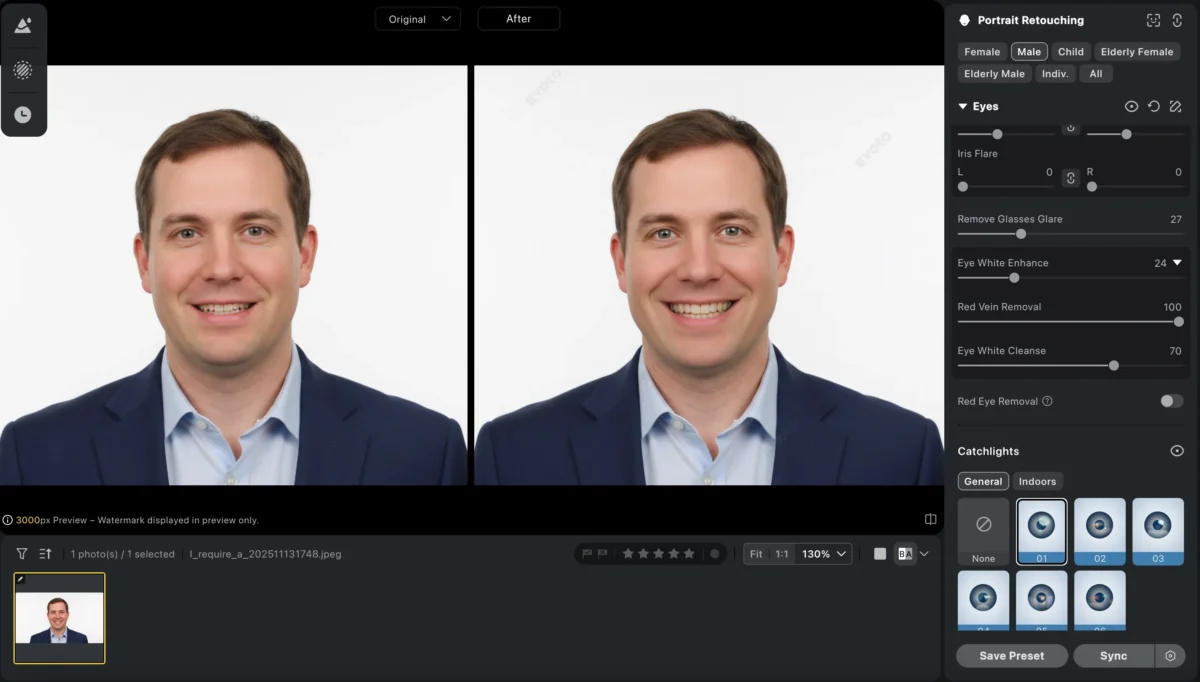 eyes adjustment of profile pictures