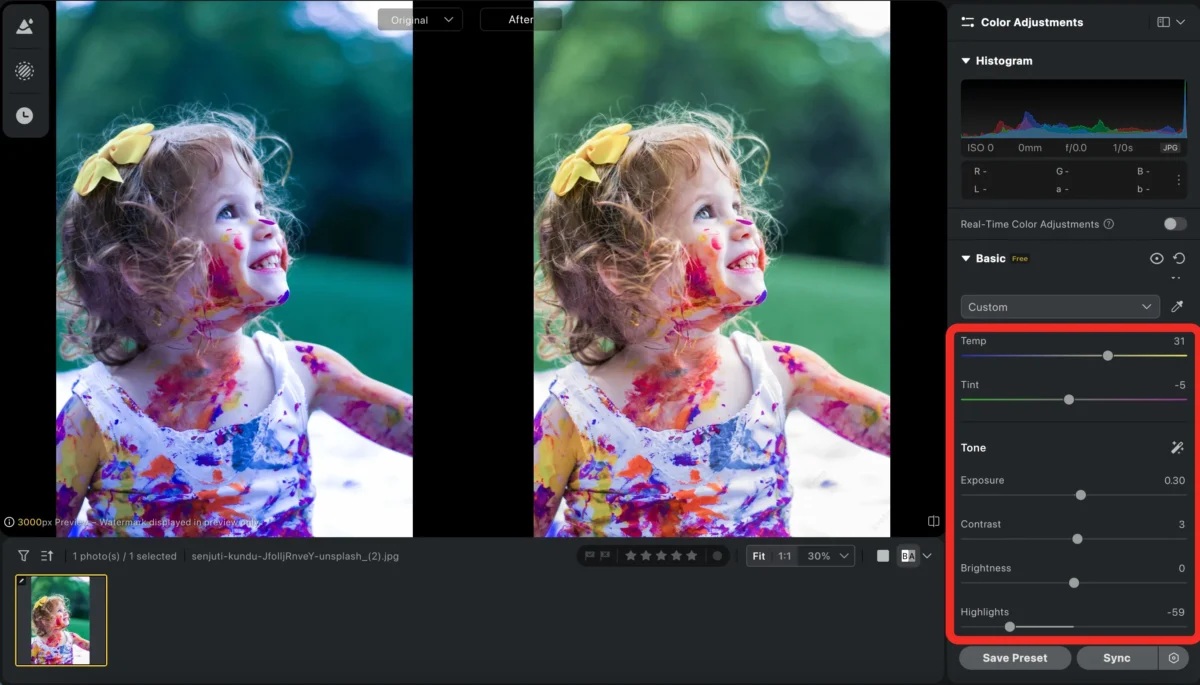 fine tune with sliders
