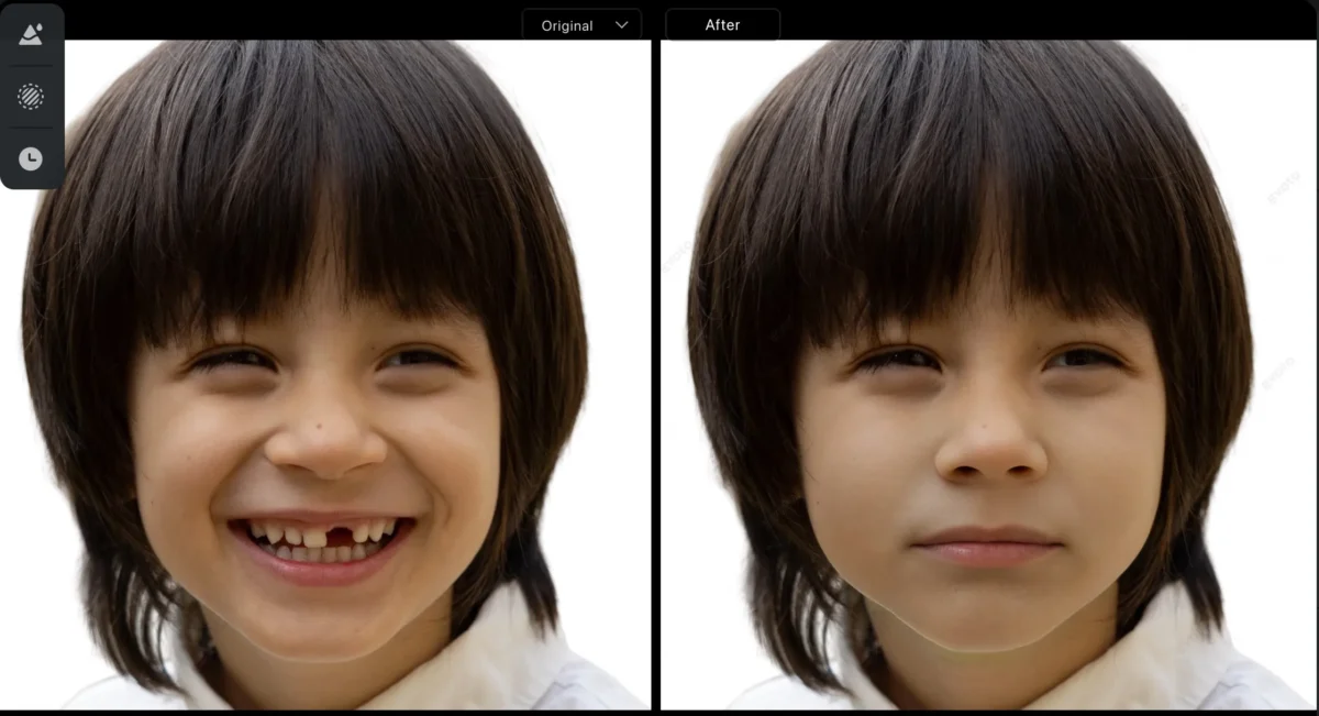 make smiling face close her mouth