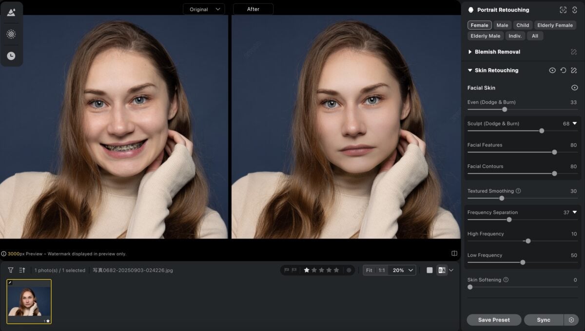 retouching the skin