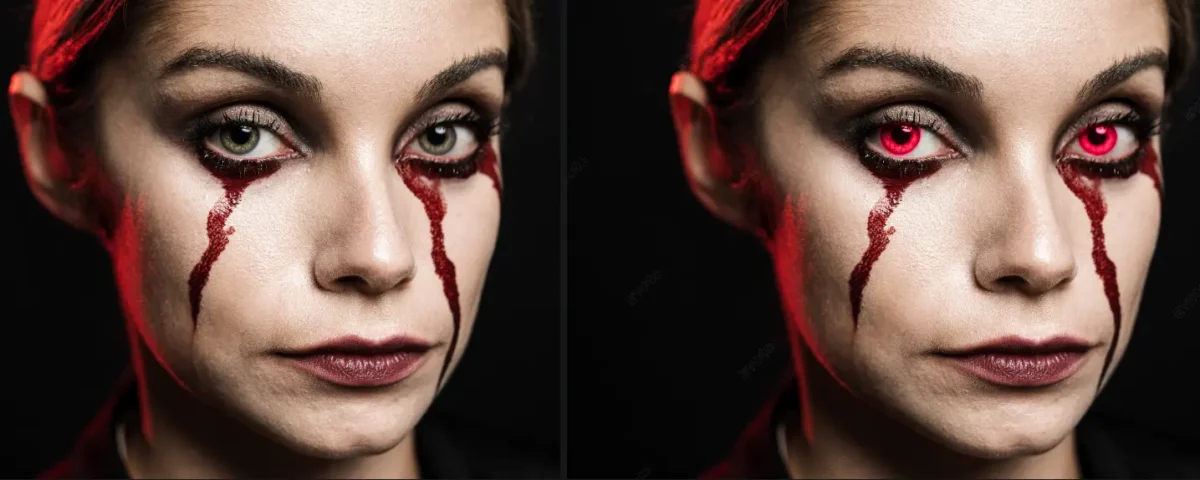 Comparacion del antes y despues del cosplay de Halloween