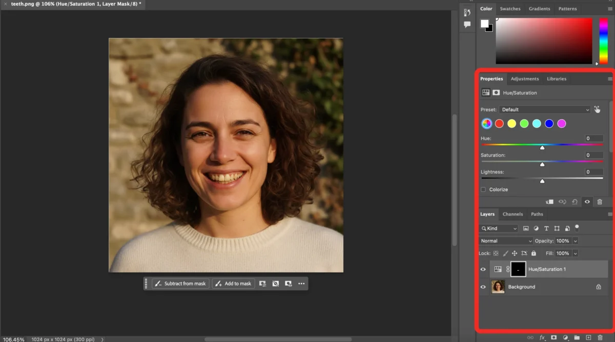 Create a Layer 1 Ajuste de Tono