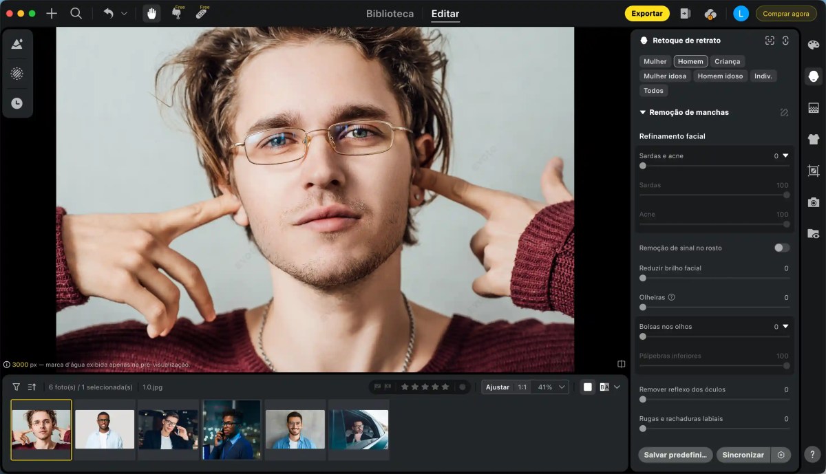 Método 1- Usando a Ferramenta Clone Stamp_optimized Como Remover Reflexo de Óculos no Photoshop e a Alternativa Gratuita