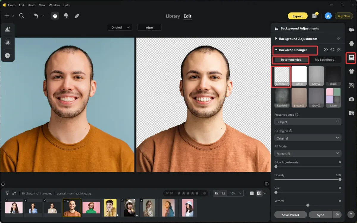 Remove Background from Photos with Evoto