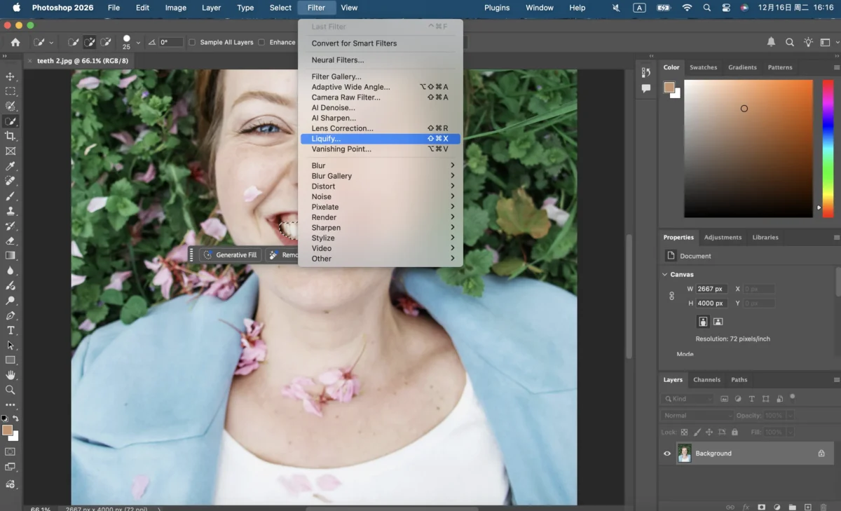 Use Liquify to Align Teeth