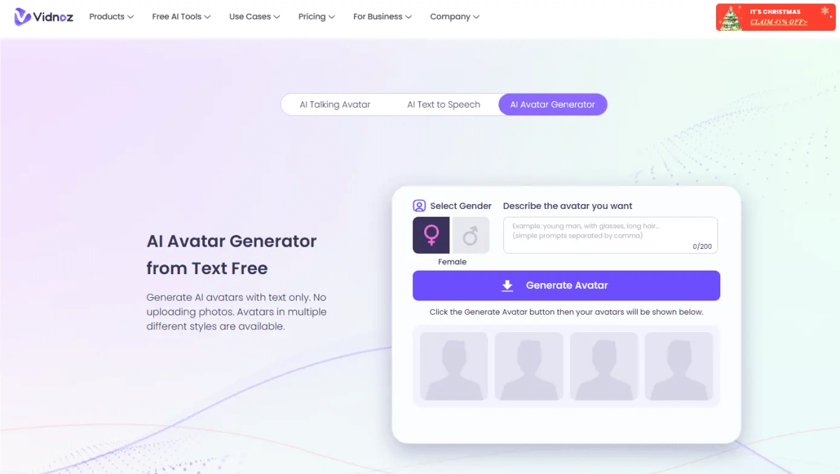 Vidnoz AI Avatar Generator