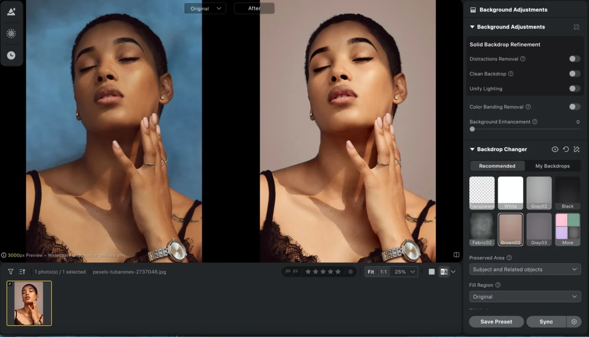 background adjustment