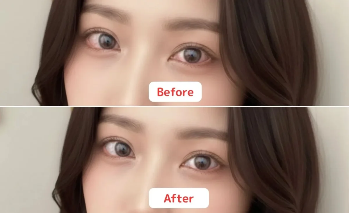 eye redness correction before after lightroom