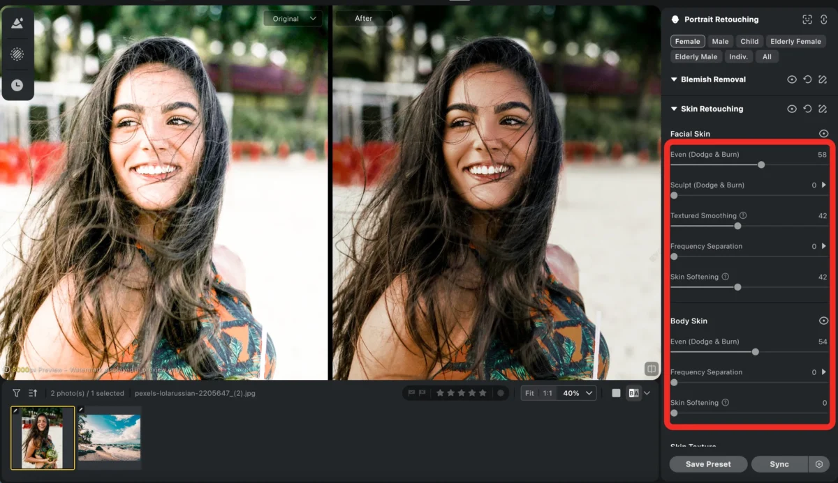 skin retouching