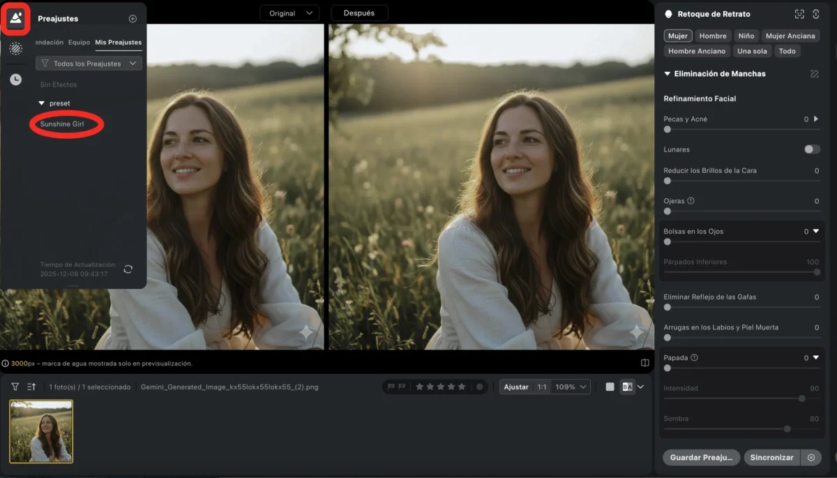 use the preset to new photo