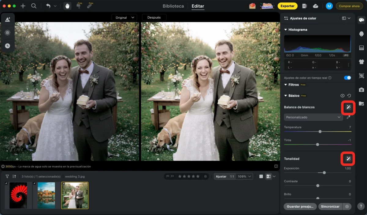 Corrección Automática de Luz y Color