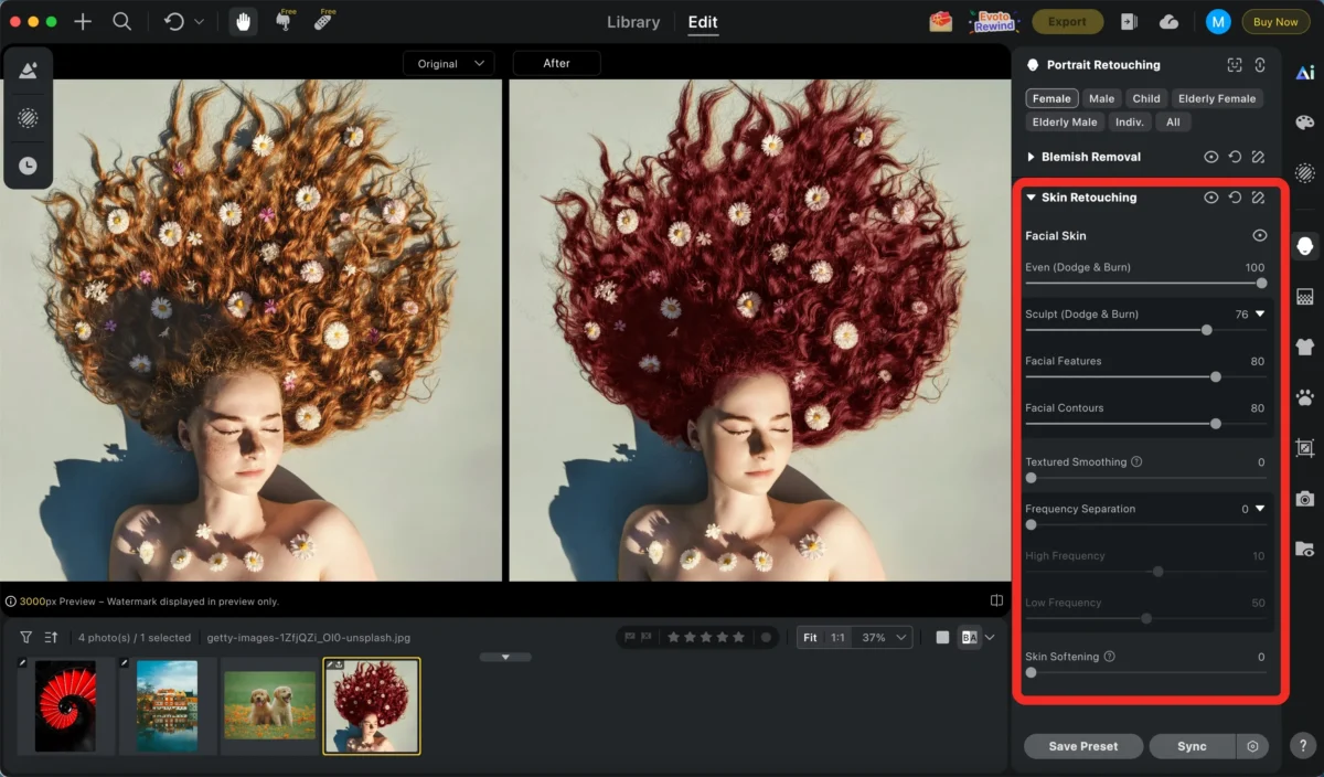 Skin retouching