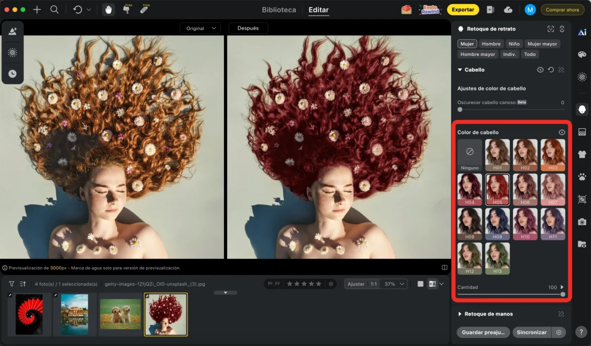 Elegir un color de pelo