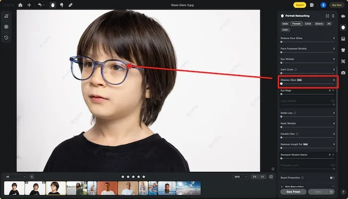 AI Removing Reflection From Photo Glanzstellen im Gesicht oder auf Oberflächen automatisch entfernen