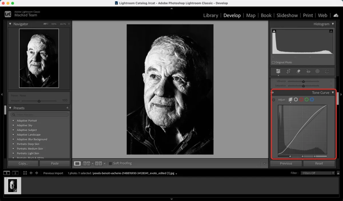 Feintuning mit der Gradationskurve in Photoshop