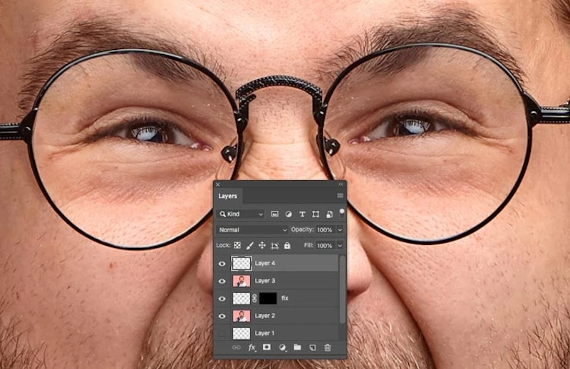 Brillenspiegelung in Photoshop