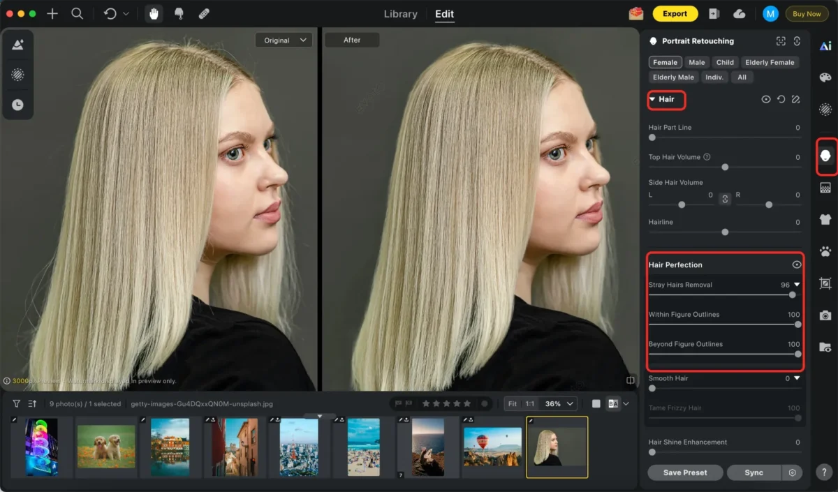 Fliegende Haare entfernen 