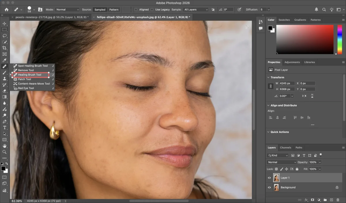 Refine with the Healing Brush Tool