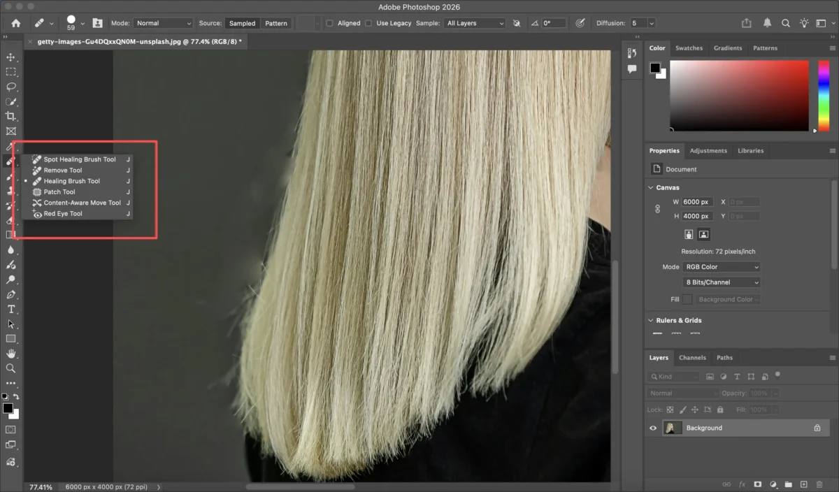 Refine with the Healing Brush or Clone Stamp