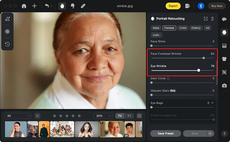 dein faltenfreies Foto exportieren