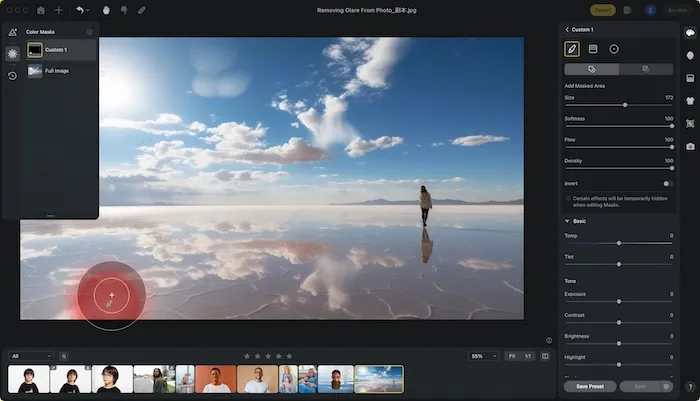 Removing Glare From Photo with AI Masking selektive Anpassungen mit KI-Maskierung