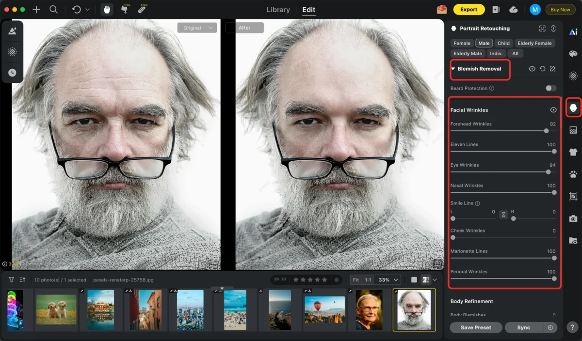 Use the Wrinkle Removal Tool