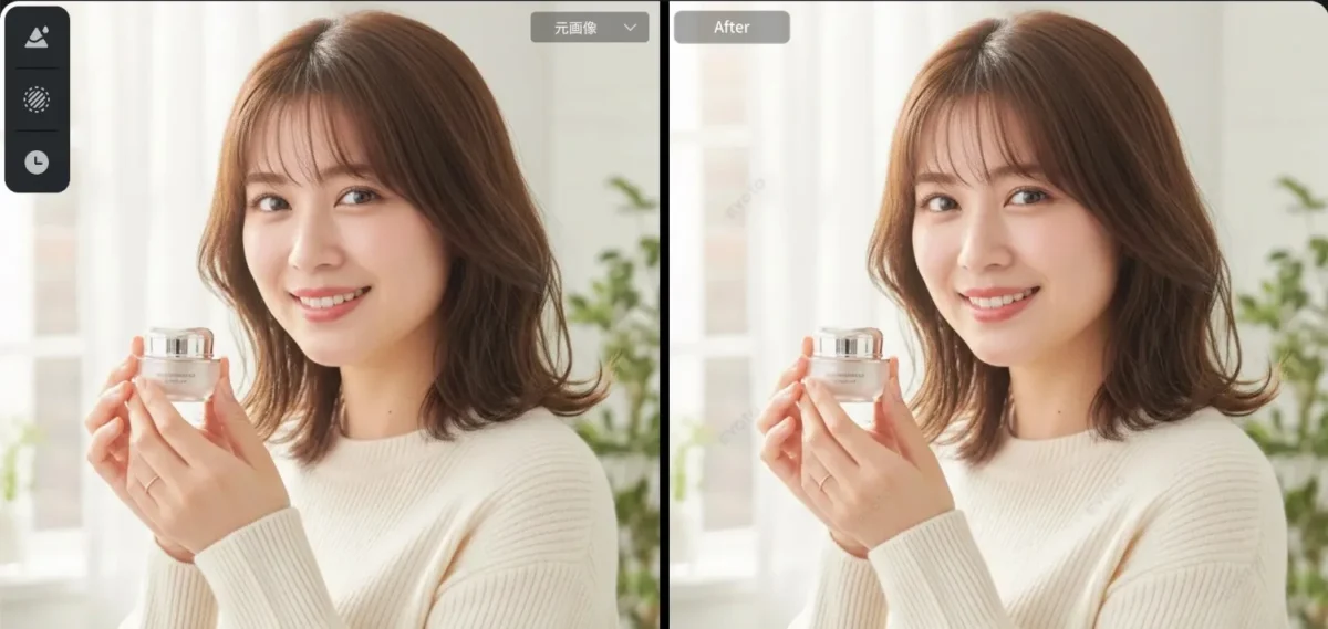 before-and-after-make-hands-look-slimmer-in-advertising-photos 広告写真で手の指を細く見せる加工前後の比較画像