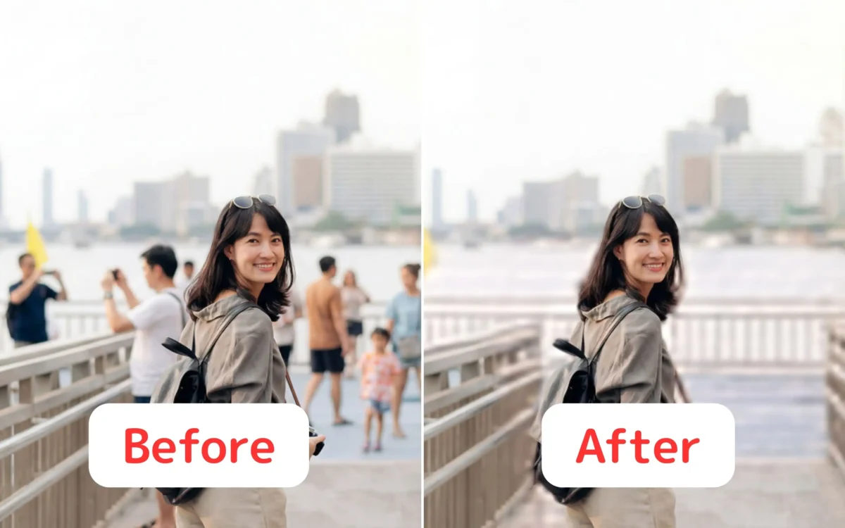 街並み・風景写真の通行人を消す前後の比較画像