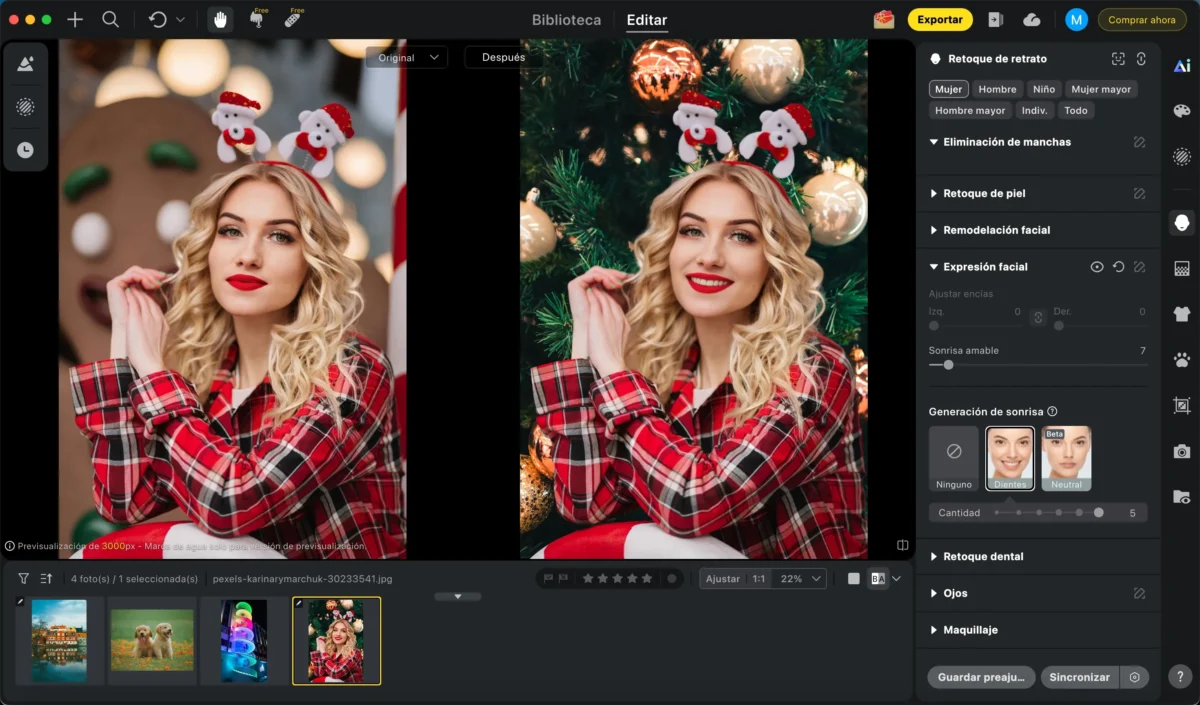 cambio de expresión facial