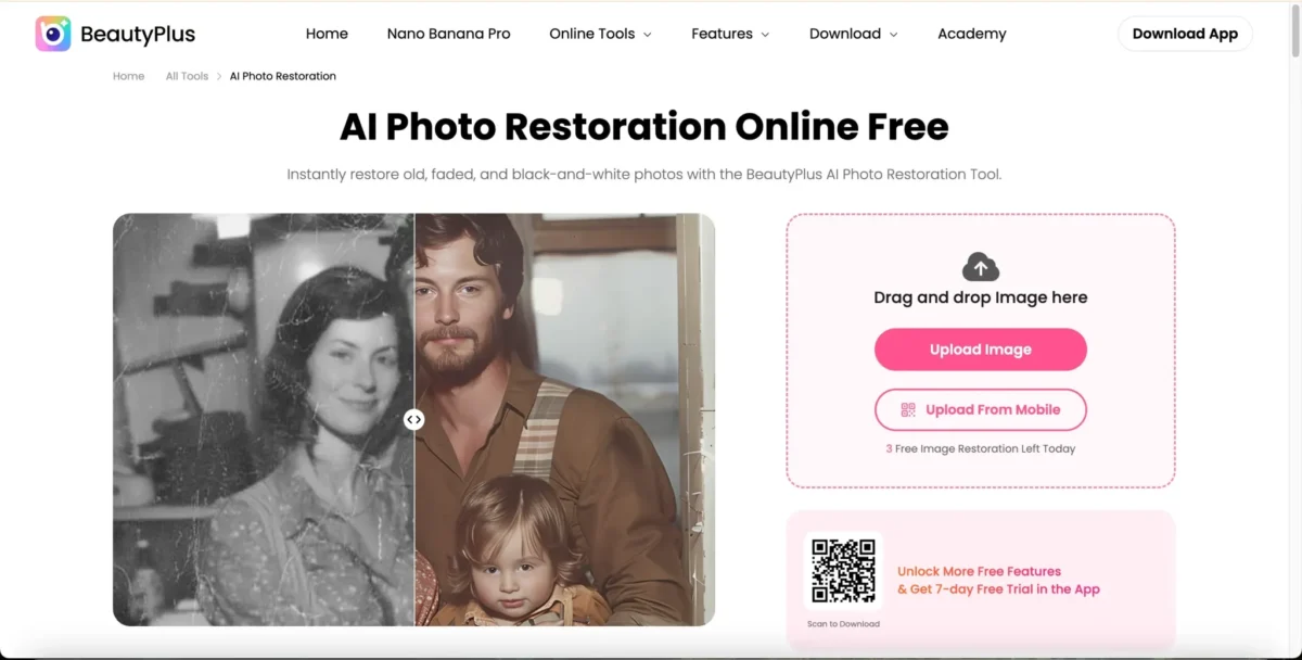 Alte Fotos restaurieren mit BeautyPlus